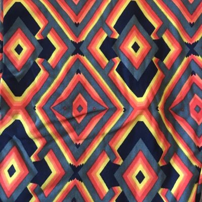 Lularoe TC Tall Curvy Leggings Diamonds Argyle Red Gray Orange Yellow Bright New